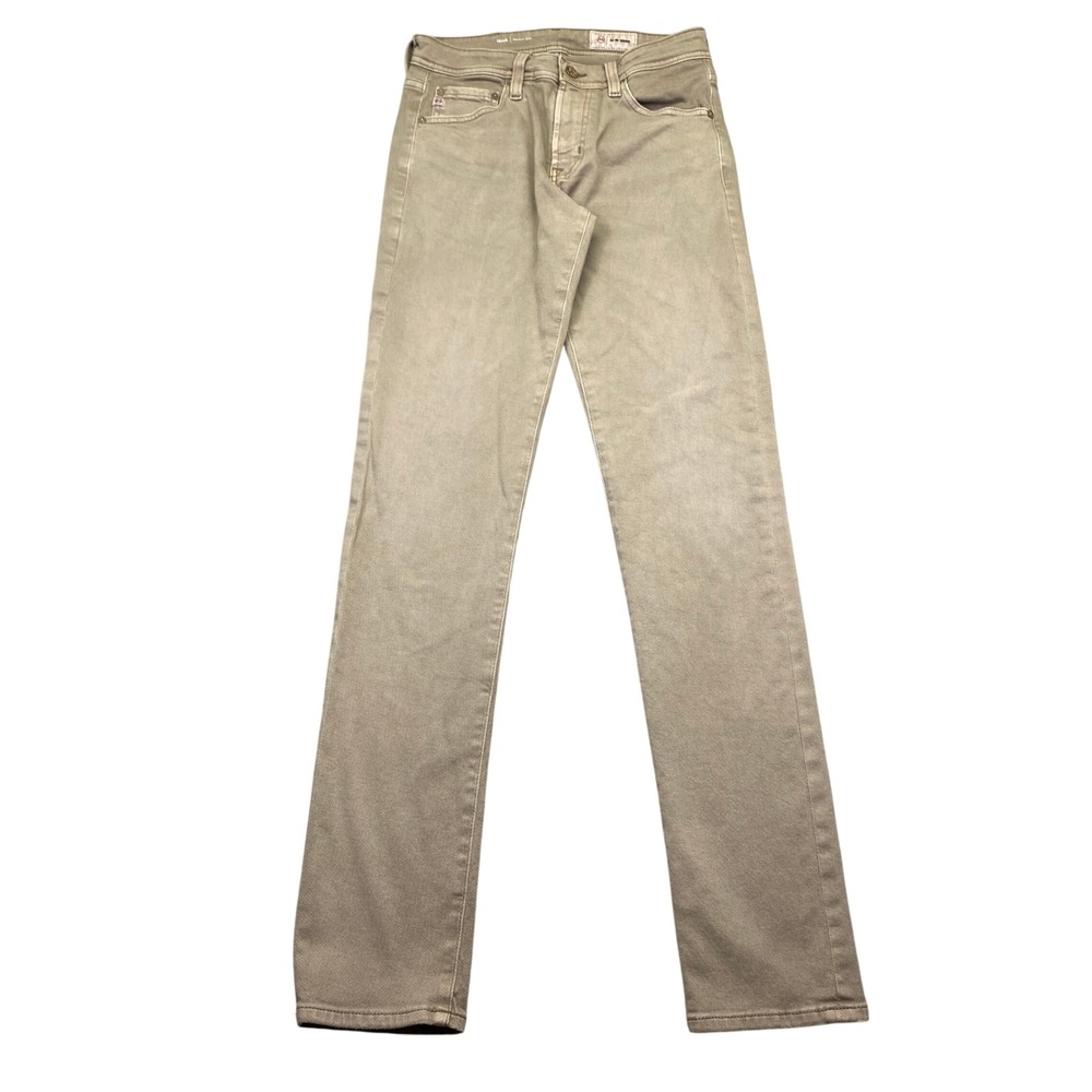 AG Jeans Tellis Modern Slim Trousers Khaki Stretch Cotton Blend Size 28 Fits 27"